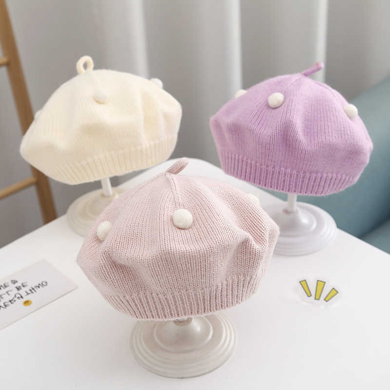 Hat Baby Autumn Winter Style Infant Beret Baby Toddler Wool Hat Fashionable Versatile Girl Knitted Painter Hat Trendy S261016XSG7