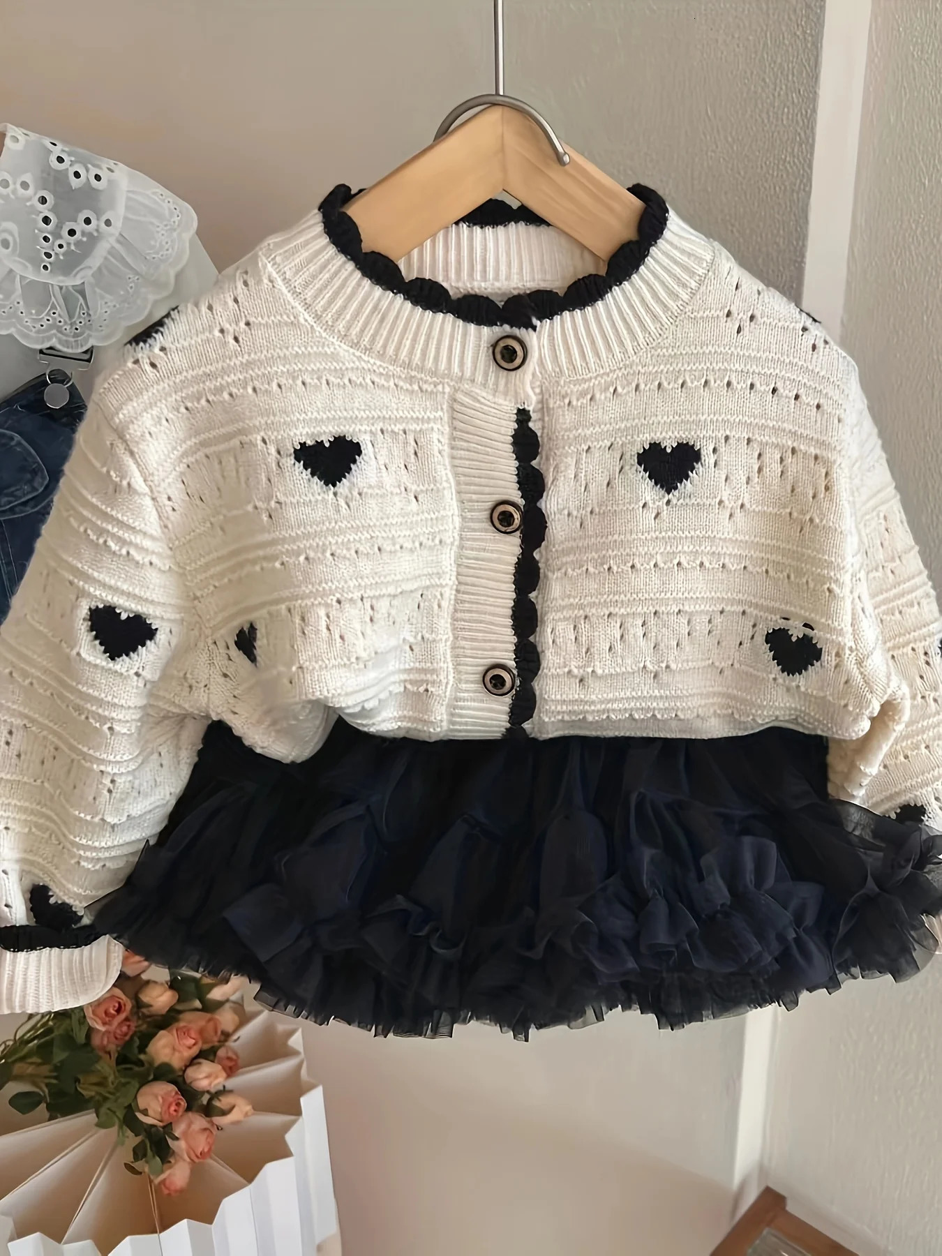 Girls' Autum Sweater Cardigan Fashionable and Versatile Single-Breasted Heart Long-Sleeved Korean Style Baby Girl's Jacket261016