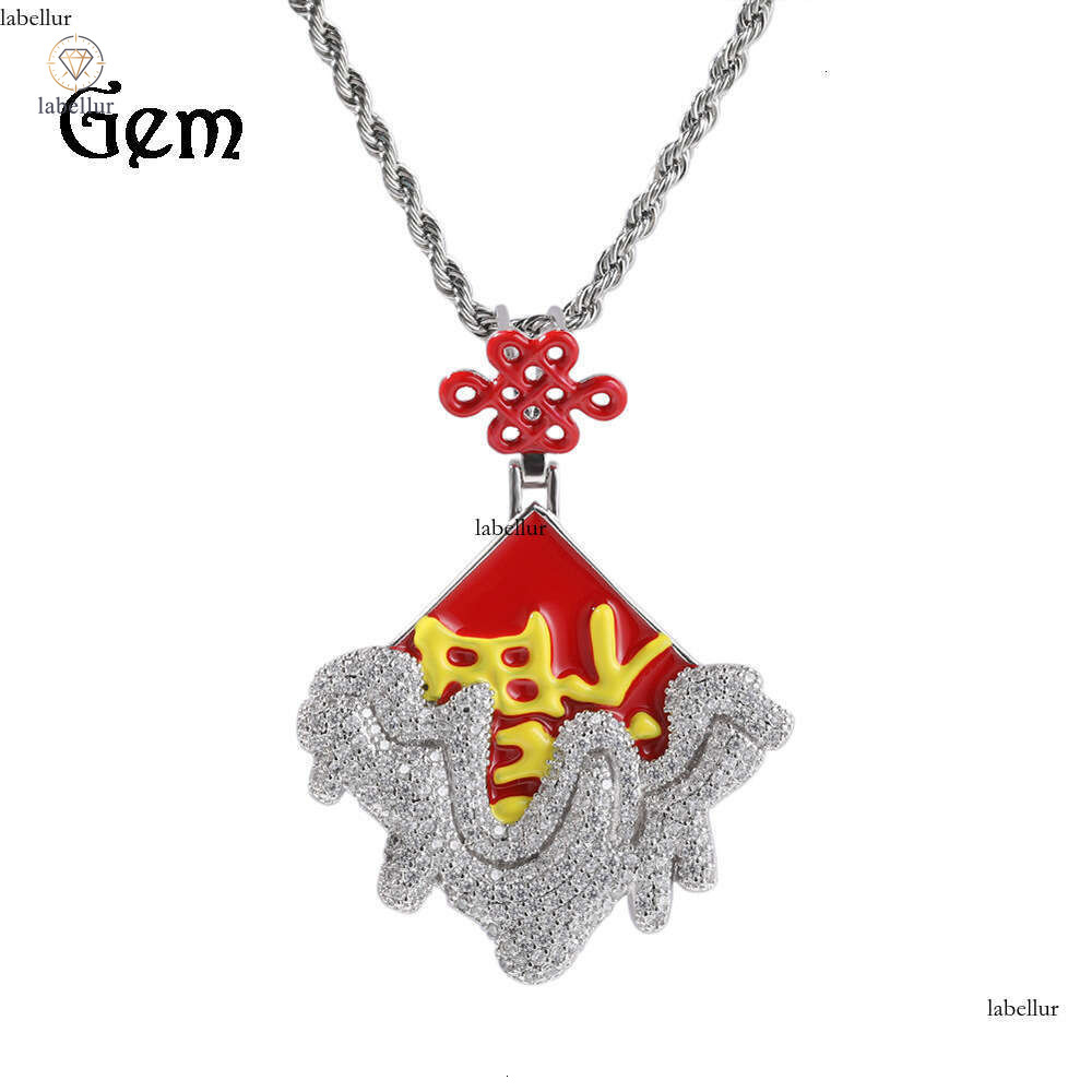 Hip Hop Style New Arrival Festive Fortune Arrives Red Chinese Knot Pendant Trendy Fashion High-end Men's Necklace 7