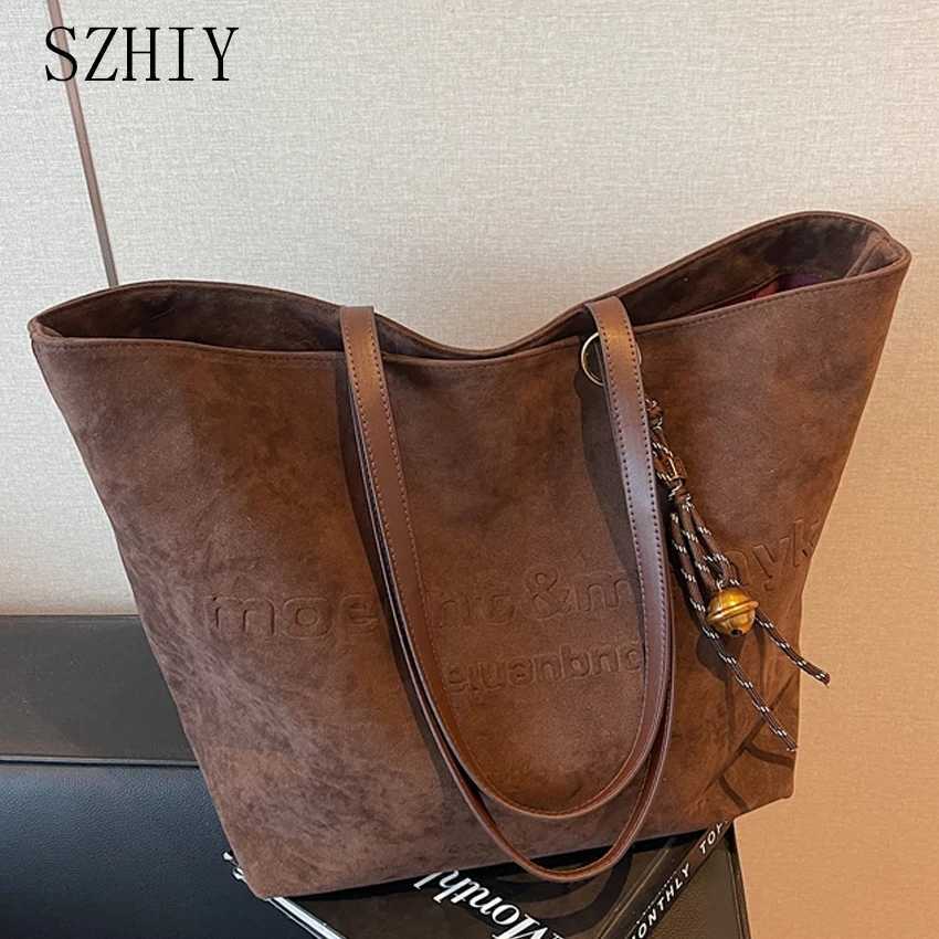 Shoulder Bags Suede Tote Bag Fashionable Women Shoulder Bag Designer for Travel Large Capacity Shopping Pocket Office Briefcase New Sac Luxe X261016
