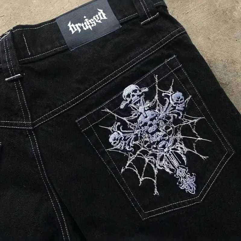 Men's Jeans New Trendy Street Retro Y2K Style Loose Jean Hip Hop Handsome Street Dance Jeans Skateboarding Pants Men Clothing Streetwear MenT26