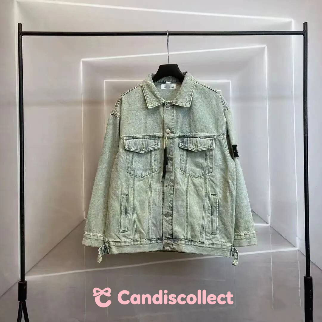 stone American retro stone fashionable denim men's and women's new high version trendy brand washed loose casual jacket stone 7de