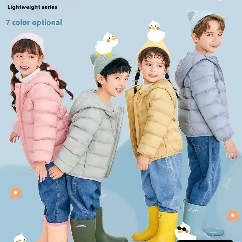 Fall and Winter Children's Light Paragraph down Jacket Children's Jacket Boys and Girls Big Boy Hooded White Duck down Jacke 261015