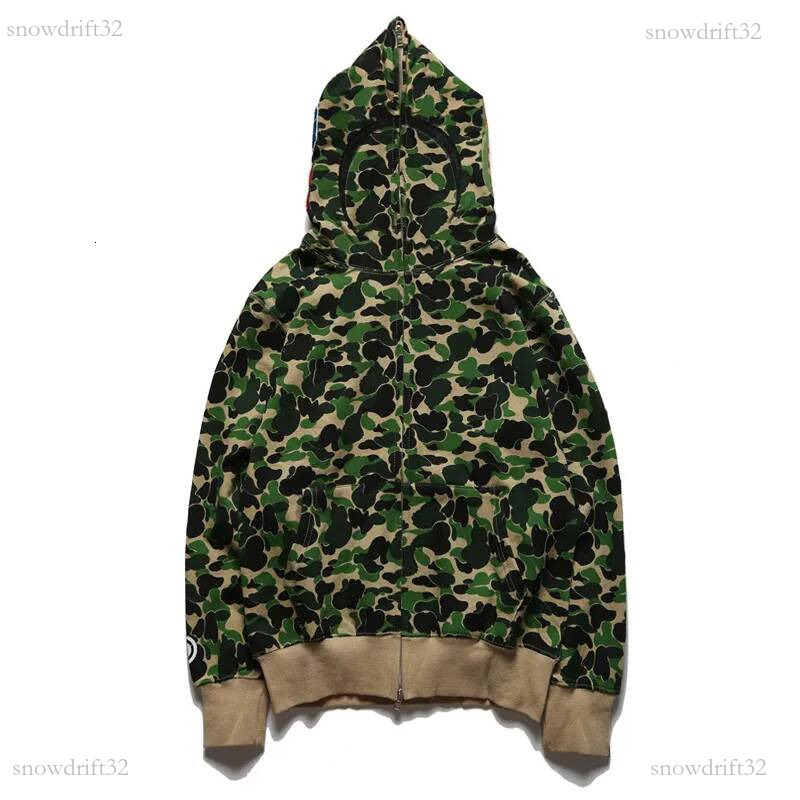 ape hoodie Designer Shark Hoody Classic Full Zip Up Outerwear High Quality Mens Womens Fashion Camouflage Print Single Cap Hoodie Hot Sale bathing A