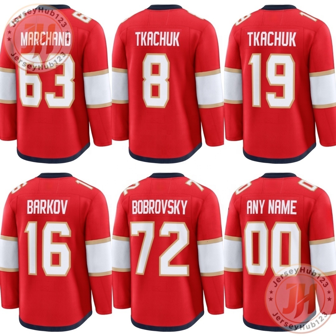 #8 Tkachuk #16 Aleksander Barkov #63 Brad Marchand Men's Embroidery Ice Hockey Jersey Red Drop Shipping Hockey Uniform