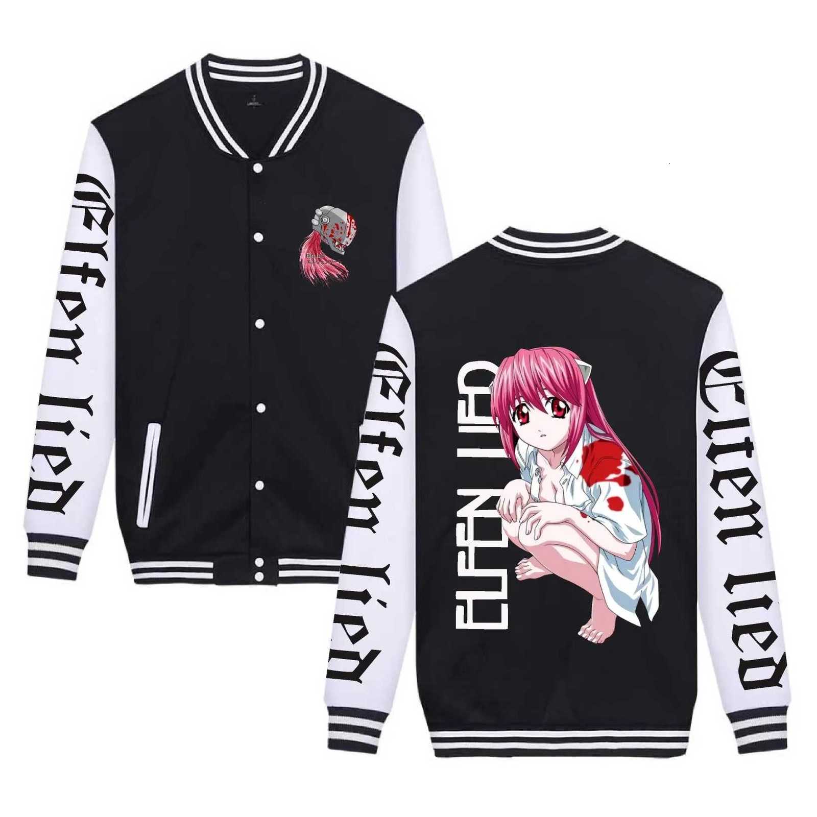 Lied Men's Jackets Anime Elfen Lucy Baseball Jacket Women Men Bomber Jacket Outerwear Streetwear Hip Hop College Baseball Uniform N261016