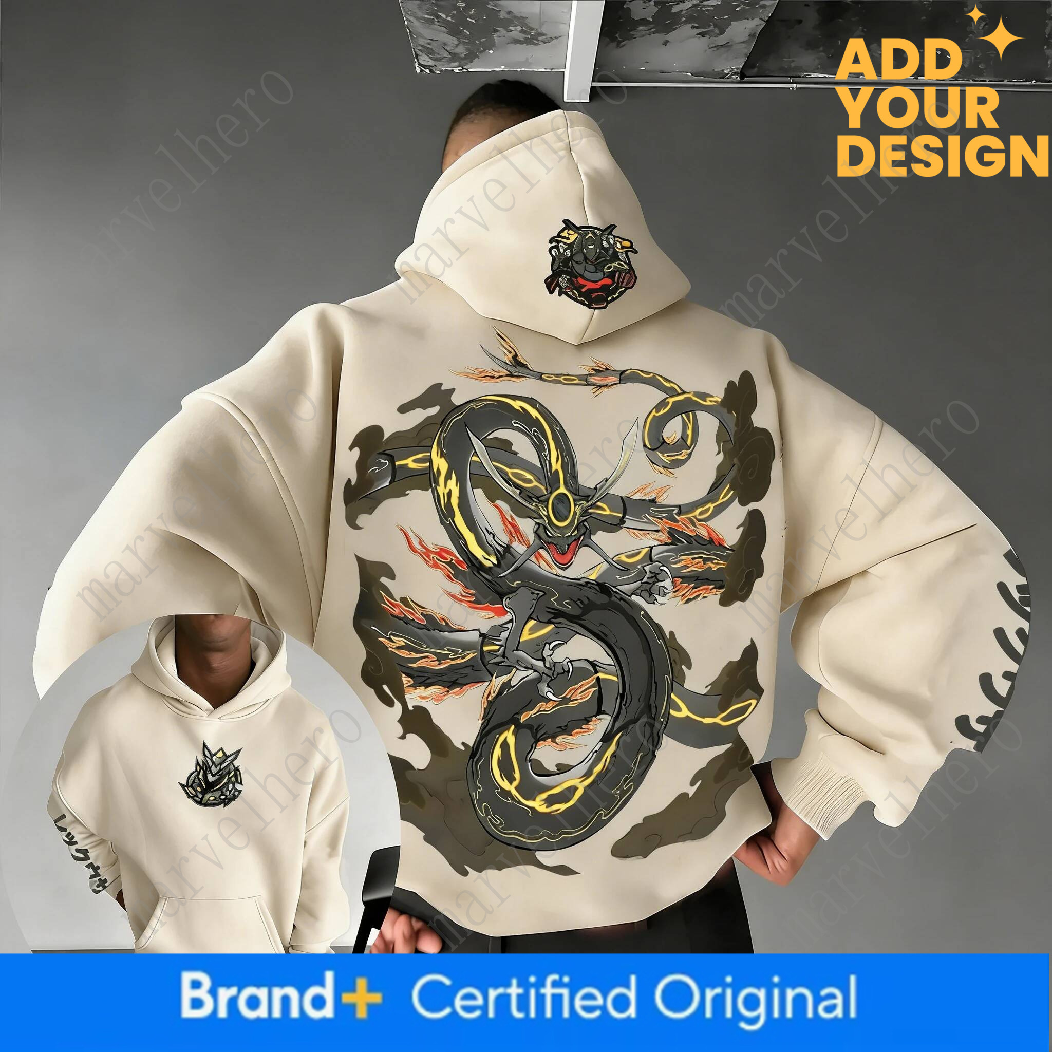 PokeMon Handheld Game Rayquaza Printed Hoodie Spring New Harajuku Unisex Loose Casual Y2K Parent Child Top