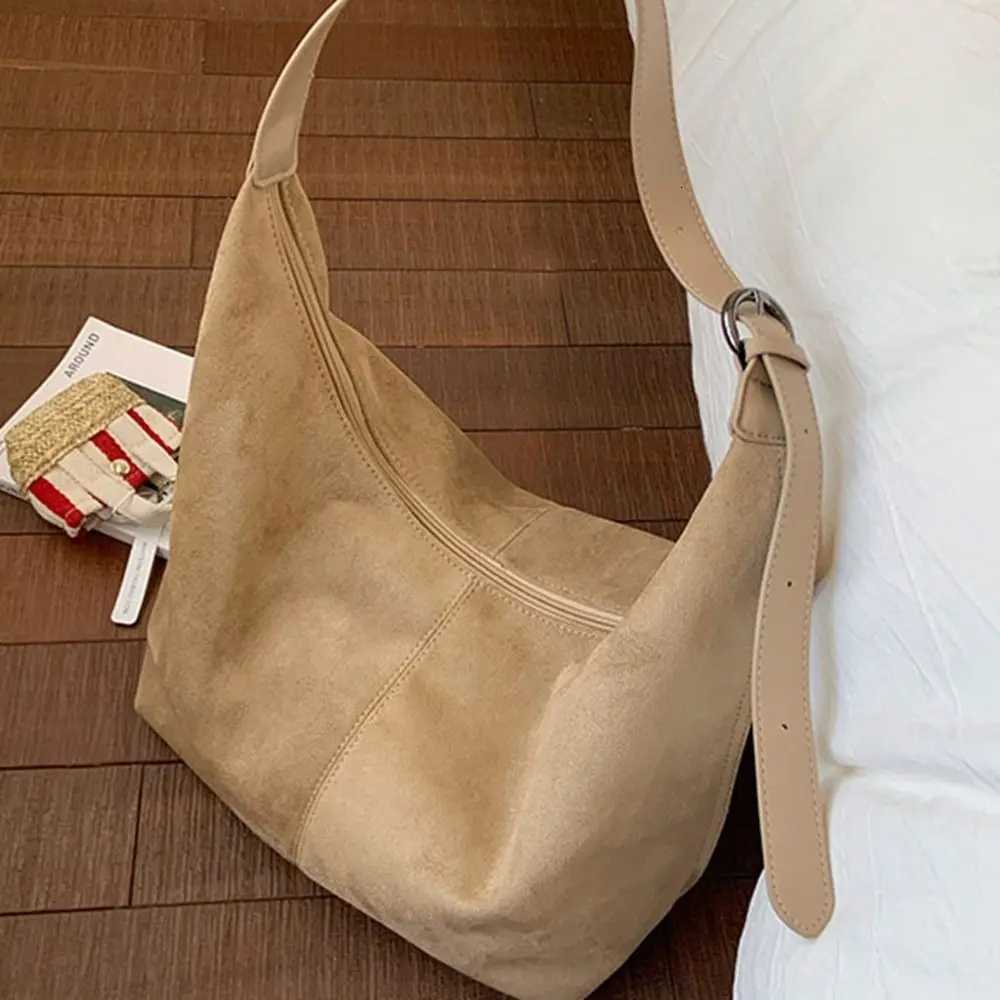 Totes Sweet Zipper Suede Matte Hobo Bag Handbag Solid Color Vintage Crossbody Bag Korean Style Large Capacity Female Tote Bag Gift X261016