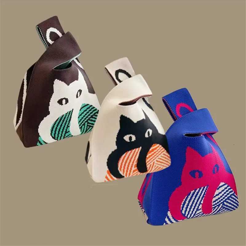 Evening Bags Women Handmade Knitted Small Handbag Casual Wrist Bag Versatile Shopper Mini Tote Bag Student Reusable Shoulder Bag Daily Use H261016