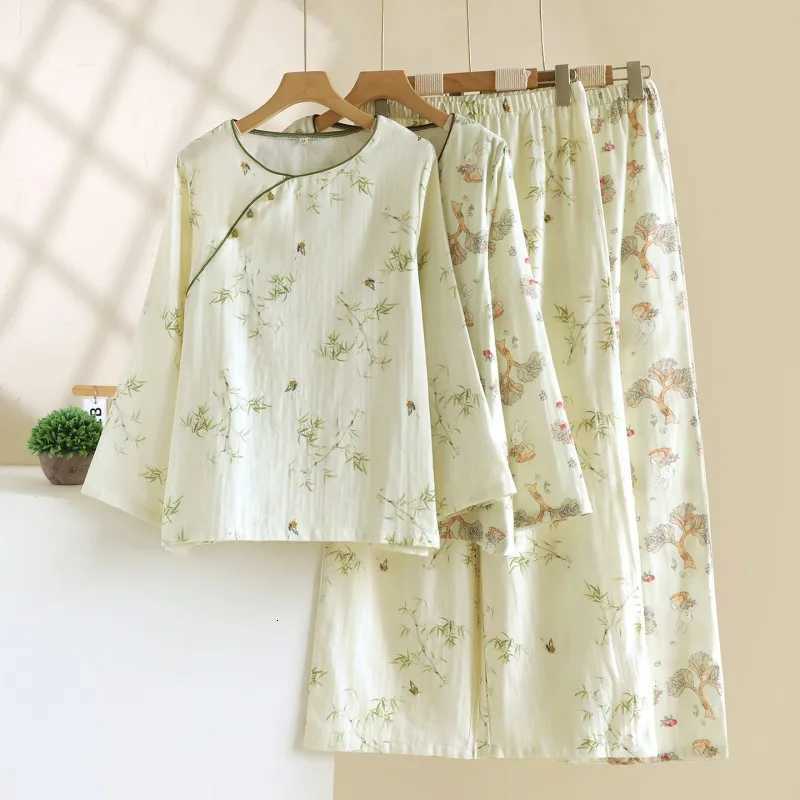 Pajamas Spring Autumn Wen Sweet Cute Pajama Sets Fem 100% Cotton Spwear Suit Wen Long Sle Two Piece Robes Set He ClothW261019