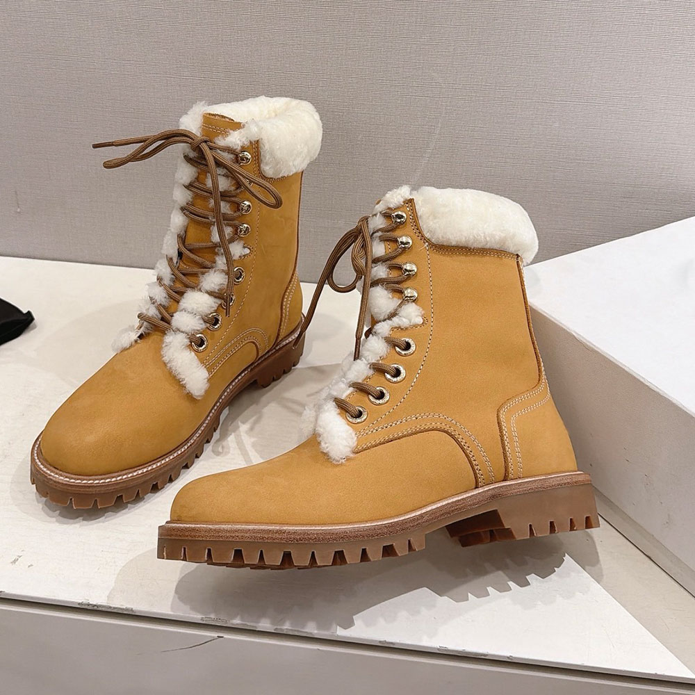Leather Boots Womens Luxury Designer Boots Mens Comfort Casual Ankle Boot Fashion Warm Hiking Boot Sporty Style Autumn Winter Boots Shearling Lining