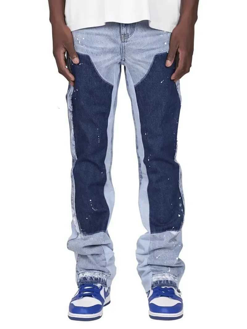 Men's Jeans High street trend raw edge micro-flared skinny jeans Women Y2k pants new biker rock style low-waisted stretch mop pantsT261016