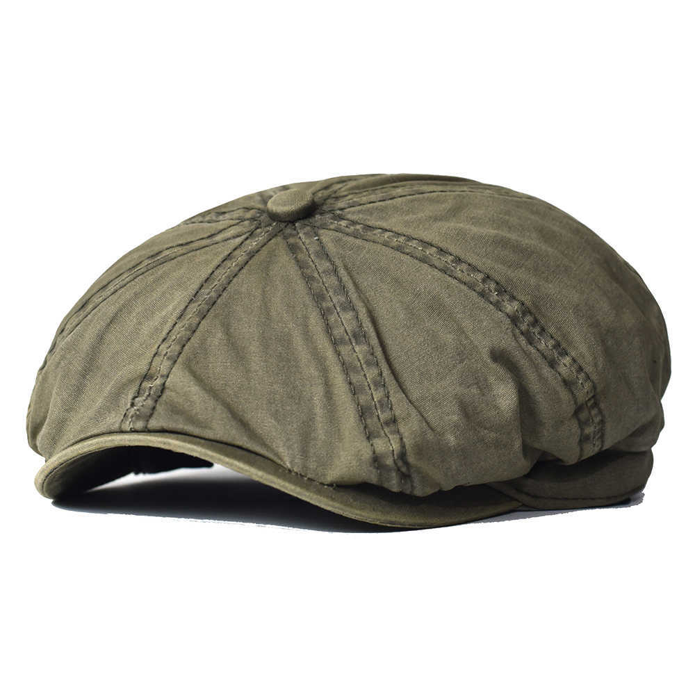 Cotton Washed Newsboy Cap Peaky Octagonal Hat Vintage Casual Cap Solid Berets Visor Gatsby Flat Ivy Hat S261016O287