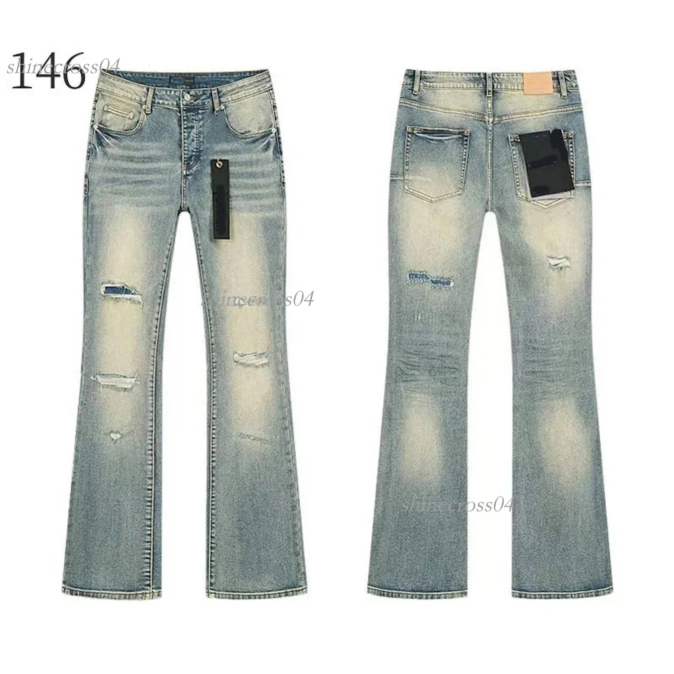 purple jeans Designer purples jeans for mens pants flared jeans mid waist zipper regular denim worn twill denim Y2K retro high street mid waist micr