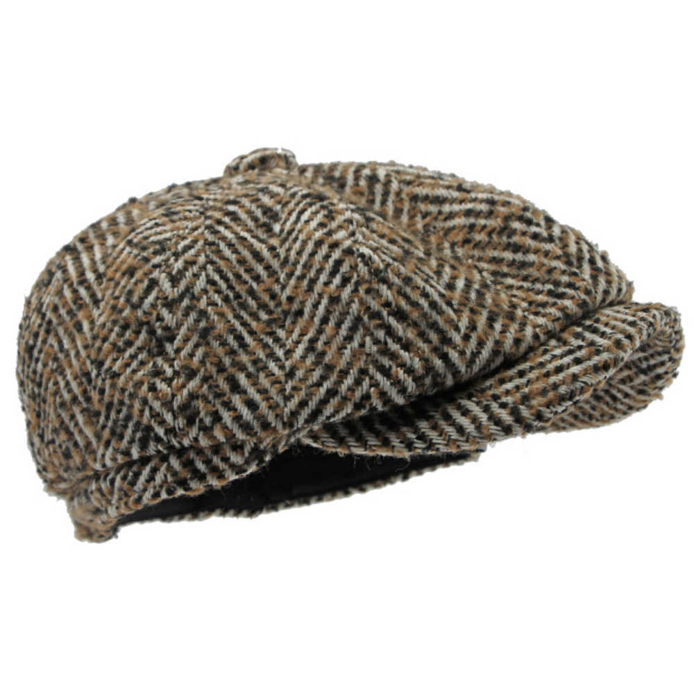 Beret HT4409 Cap Autumn Winter Cap Hat Men Women Striped Artist Painter Wool Beret Hat Male Female Ivy Octagonal Flat Cap Berets S2610169VF9