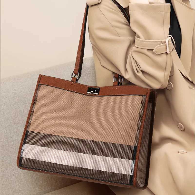 Shoulder Bags Aidrani Women's Plaid Color-Block Tote Bag 2026 New Style Large-Capacity Handbag Shoulder Bag Mom Bag H261016