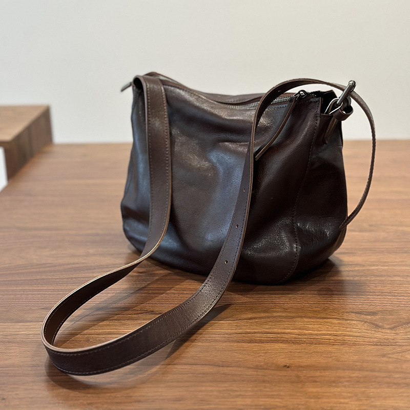 Japanese Vegetable Tanned Leather Women's Crossbody Bag Casual Style Designer Bag Shoulder Bag Genuine Leather Women's Handbag High-end Bu