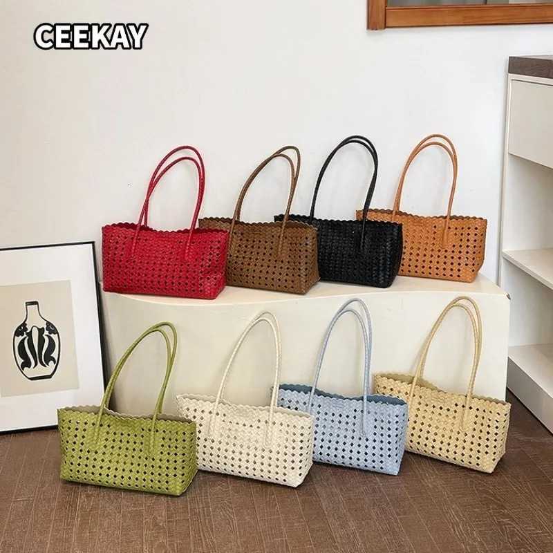 Totes CEEKAY Women's Tote Bag Orange Woven Faux Leather Large Shoulder Handbag with Zipper Pouch Set Summer Beach Vacation Fashion X261016