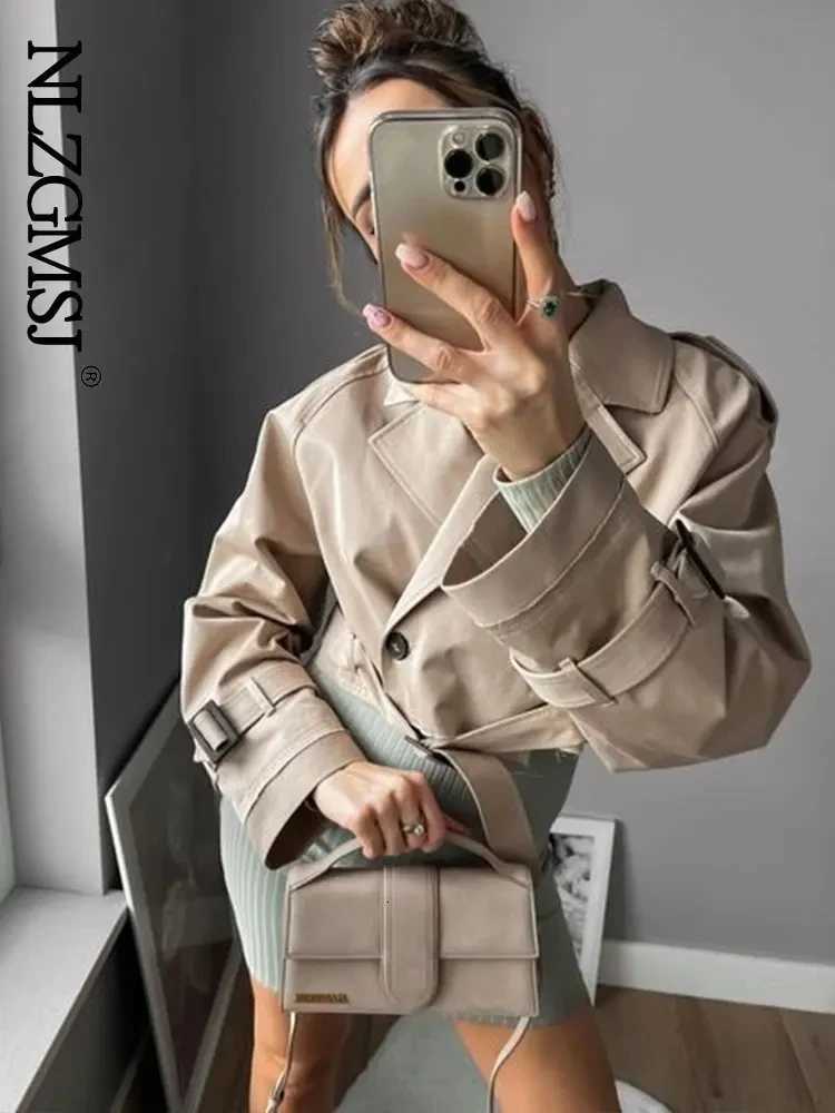 Cropped 2024 Belt Men's Jackets Trench Spring Jacket Women Vintage Streetwear Double Breasted Long Sleeve Top Female Coat Outfits N261016
