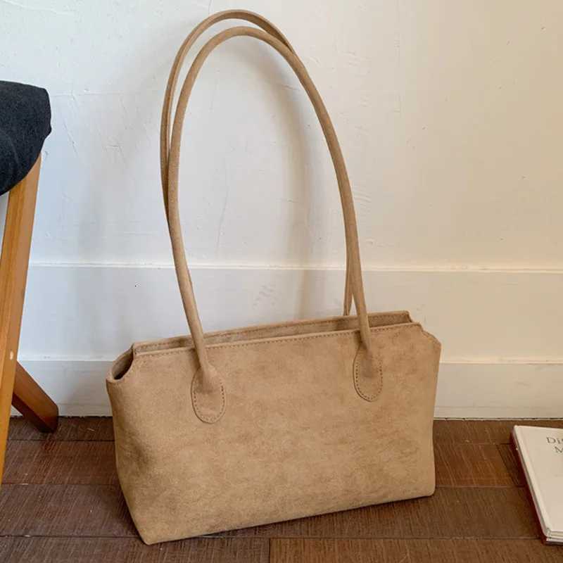 Shoulder Bags Korean Brand Women Faux Suede Shoulder Bag 2025 Winter Retro Small Underarm Bags Luxury Designer Trend Female Tote Bag Handbags X26101