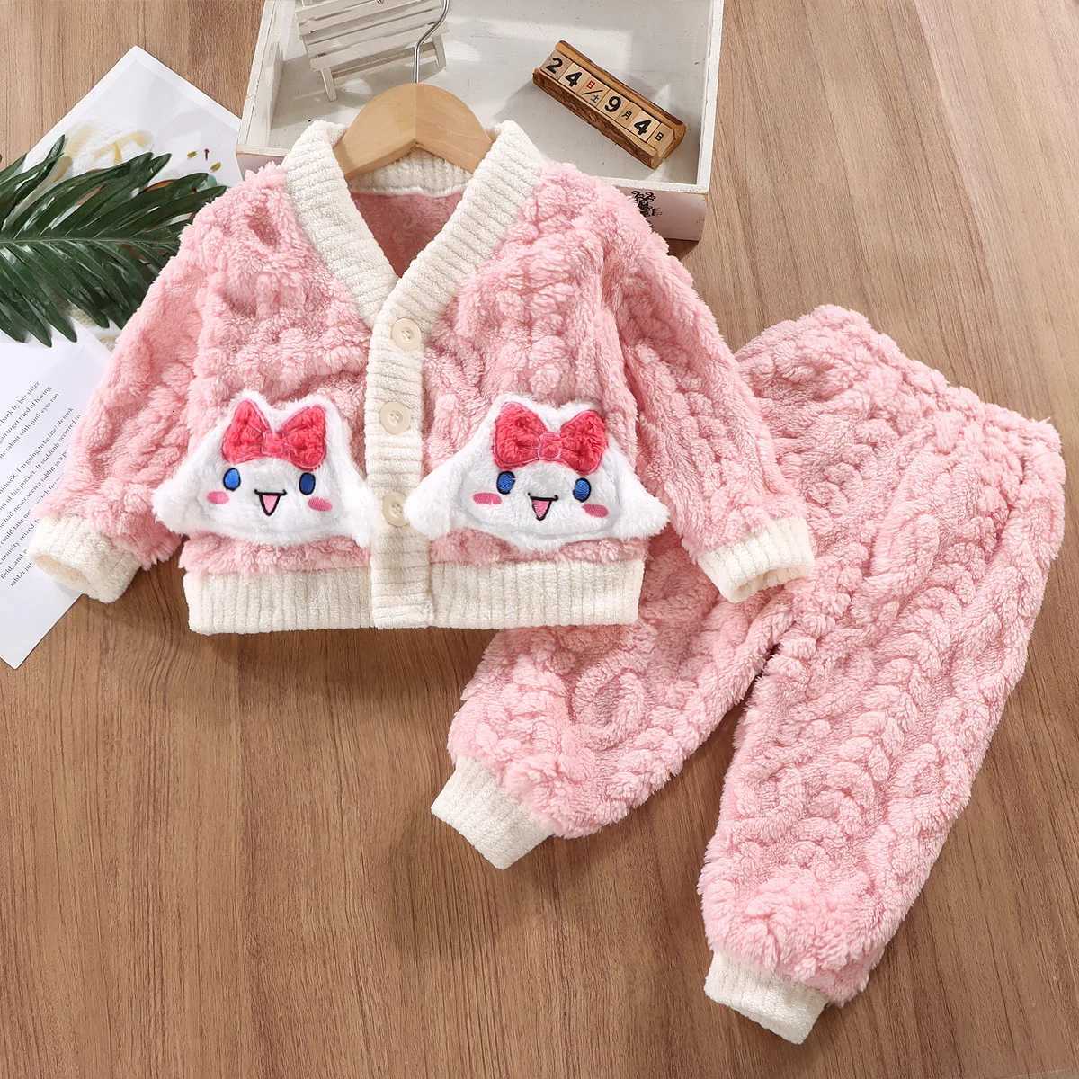 home children's Pajamas suit New set for boys and girls children's flannel pajamas thick and warm two-piece setW261016