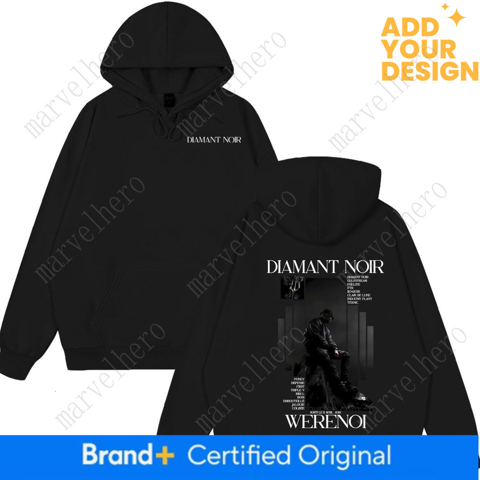 Hot Sale Hoody Rapper Werenoi Diamant Noir Album Wear Men Women Hip Hop Fashion Clothing Male Clothes Vintage Streetwears