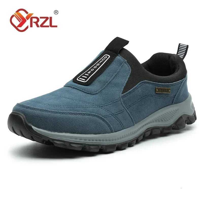Casual Shoes YRZL Outdoor Hiking Shoes Men Sneakers Slip on Casual Men Shoes Breathable Suede Leather Shoe Anti-skid Walking Shoes Footwear H261016