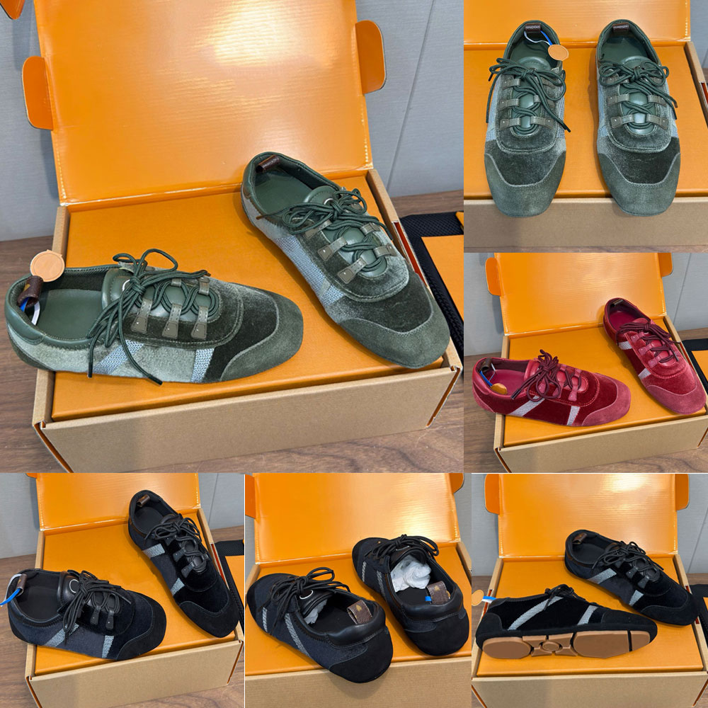 Sneakerina Sneaker Luxury Designer Suede Calf Leather Sneakers 1AIVKR Comfort Lace Up Womens Sneaker Couple Style Fashion Brand Sneaker Leather Lini