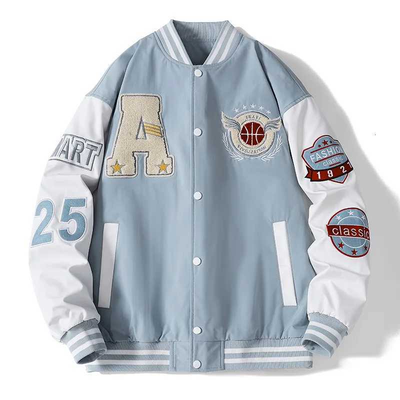 Jackets Men Varsity Baseball Men's Bomber Jacket Hip Hop Harajuku Bone Letter Patchwork Leather Jackets Streetwear Women Unisex College Coats N