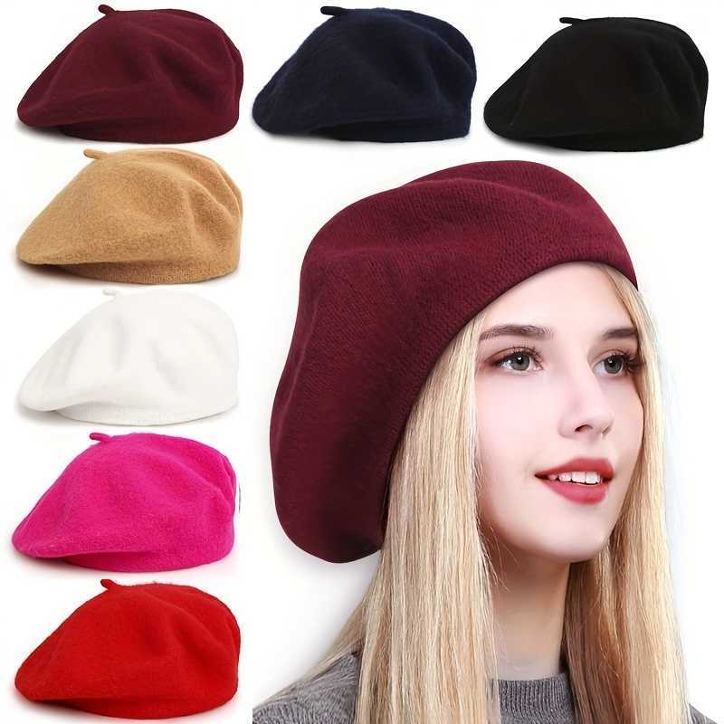 women's 2pcs/set beret solid color autumn and winter style simple and fashionable brimless beret suitable for daily use S2610169WXR