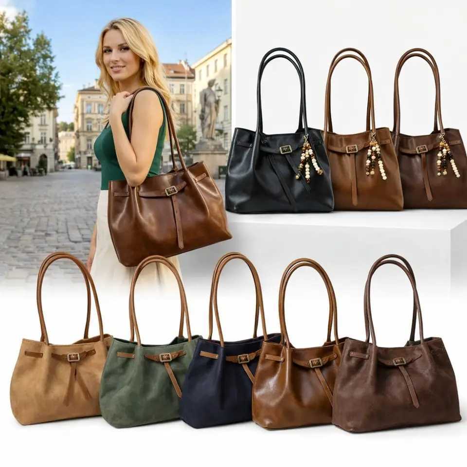 Totes Suede/PU Leather Shoulder Bag Retro Large Capacity Handbag Available in 4 Colors Solid Color Commuting Tote Bag X261016
