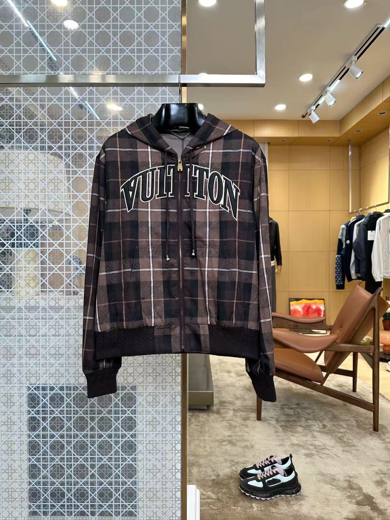 Designer Cross-Border European Style 2026 High-Quality Plaid Letter Hooded Jacket 3f98
