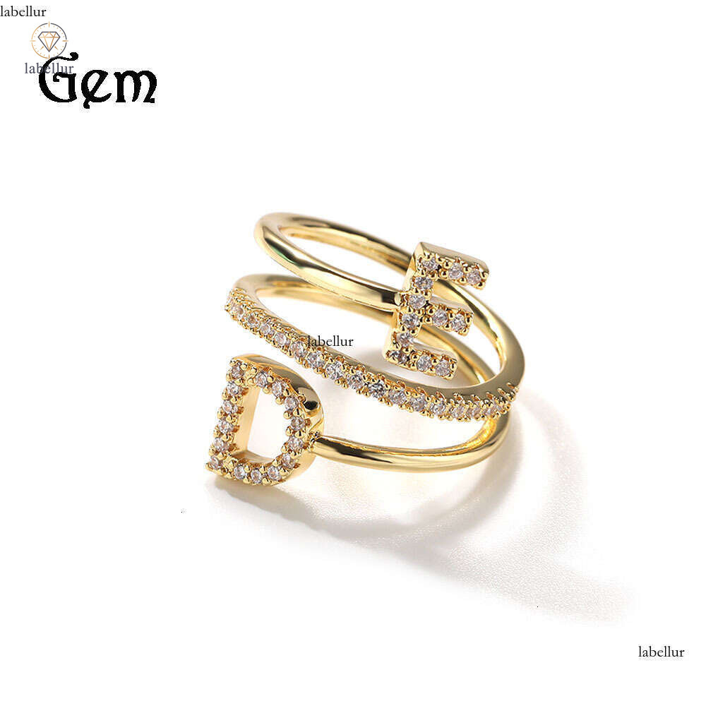 Moissanite Jewelry Jewelry New DIY Letter with Diamond Custom Moissanite Retro Trendy Ring 6