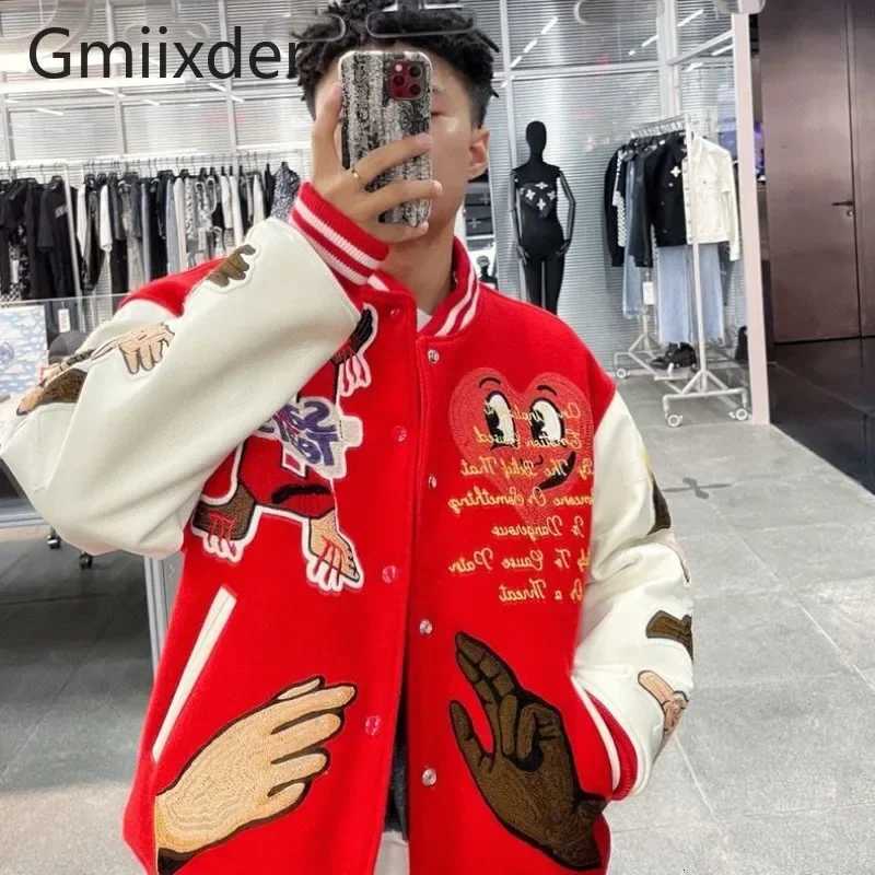 Jackets American Hip Hop Men's Embroidered Baseball Uniform Vibe Red Men Women's Casual Coat Versatile Couple High Street Jacket for Sport