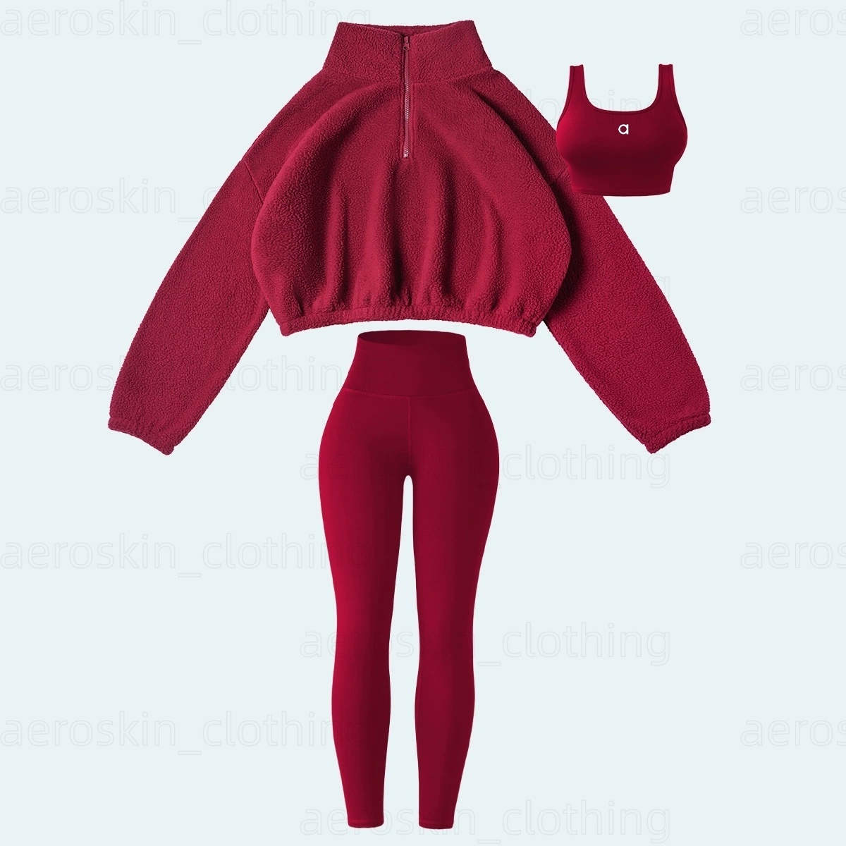Women's Sports Set Fleece Sweatshirt Yoga Outfit Outdoor Casual Sports 3-Piece Set Women Pilates Outdoor Sports Running and Fitness