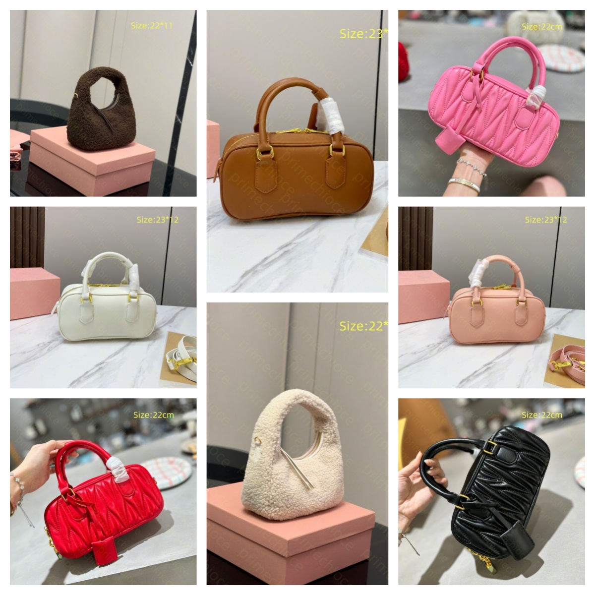 High Quality Ladies Ruched Smooth Bowling Bag Teddy Fleece Hobo Bag Top Handle Crossbody Shoulder Handbag Multi Colors
