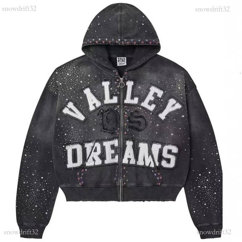 valleylys Hoody Unisex Y2k Streetwear Hip Hop Zip Up Hoodie Jacket Men Women Gothic Distressed Letter Graphic Print Long Sleeve Pullover Hooded Swea