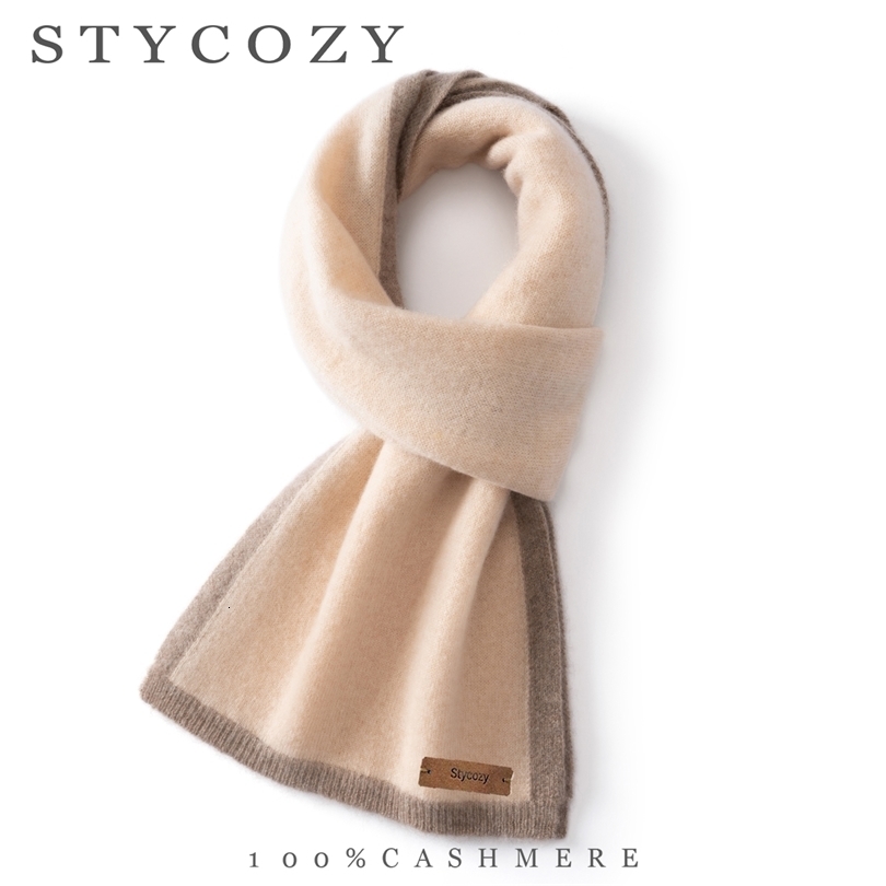 Women Men 100shmere Rectangle Scarf Contrast Color Edge Solid Soft Warm Neck Wrap Elegant Simple Autumn Winter Casual Outfits 261012