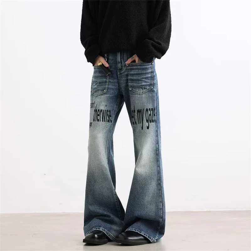 Men's Jeans 2026 New Men's Front Pocket Design Blue Cargo Denim Trousers Letter Printed Y2K Baggy Jeans Hip Hop Streetwear Punk JeanT26101