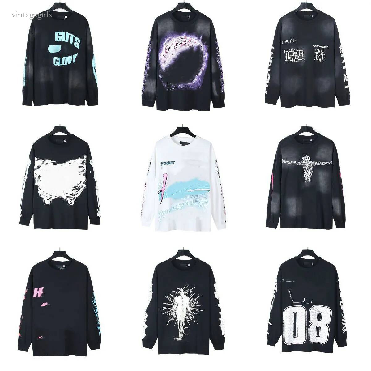 50 Styles Designer T Shirt Graphic Long Sleeve Print High Street Vintage Spring Autumn Mens Casual Loose Thirts Fashion Streetwear Size S-Xl