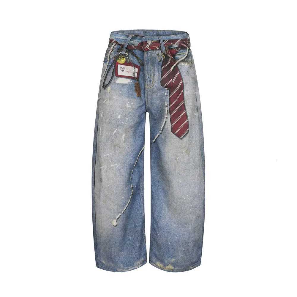 Men's Jeans Vintage3D Print Patchwork Baggy Denim Trousers for Men Straight Casual Loose Jeans Oversized Ropa Hombre Cargo PantsT261016