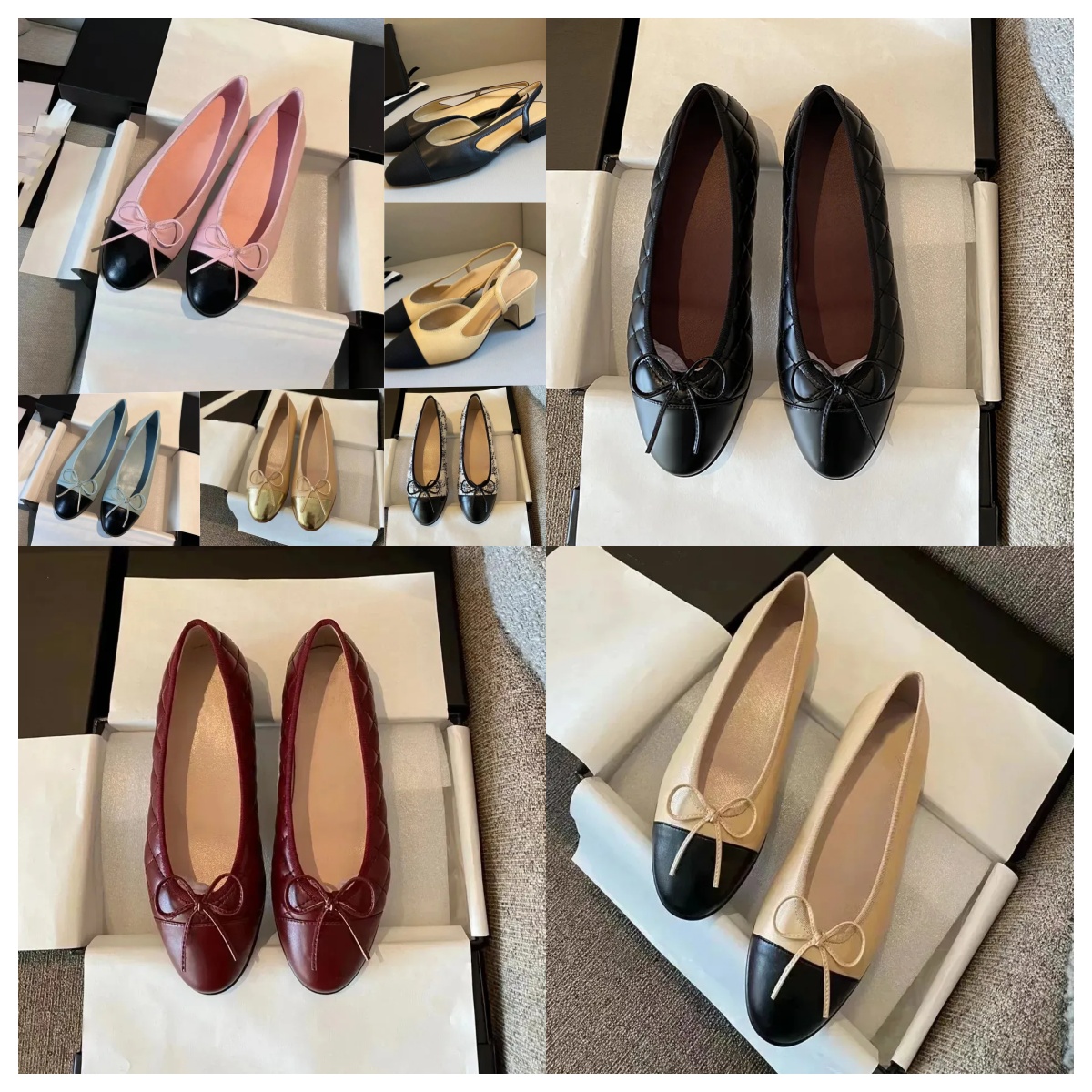 designer shoes Paris Brand ballerina Ballet Flats Shoes Women Quilted Genuine Leather Slip on Ballerina Luxury Round Toe Ladies Dress Shoes