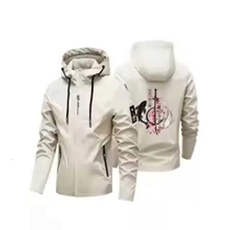 Outdoor Jackets Hoodies Men Lightweight Hooded Windbreaker Spring Autumn Outdoor Coat Traditional Koi Fish Sakura Art Print Hiking Fishing CasuaIT26