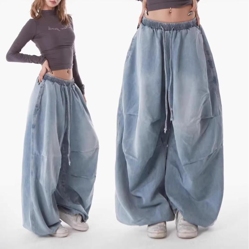 Jean ample à jambe droite de créateur unisexe, pantalon en denim à jambe large, pantalon décontracté bleu délavé, streetwear pour adolescents au