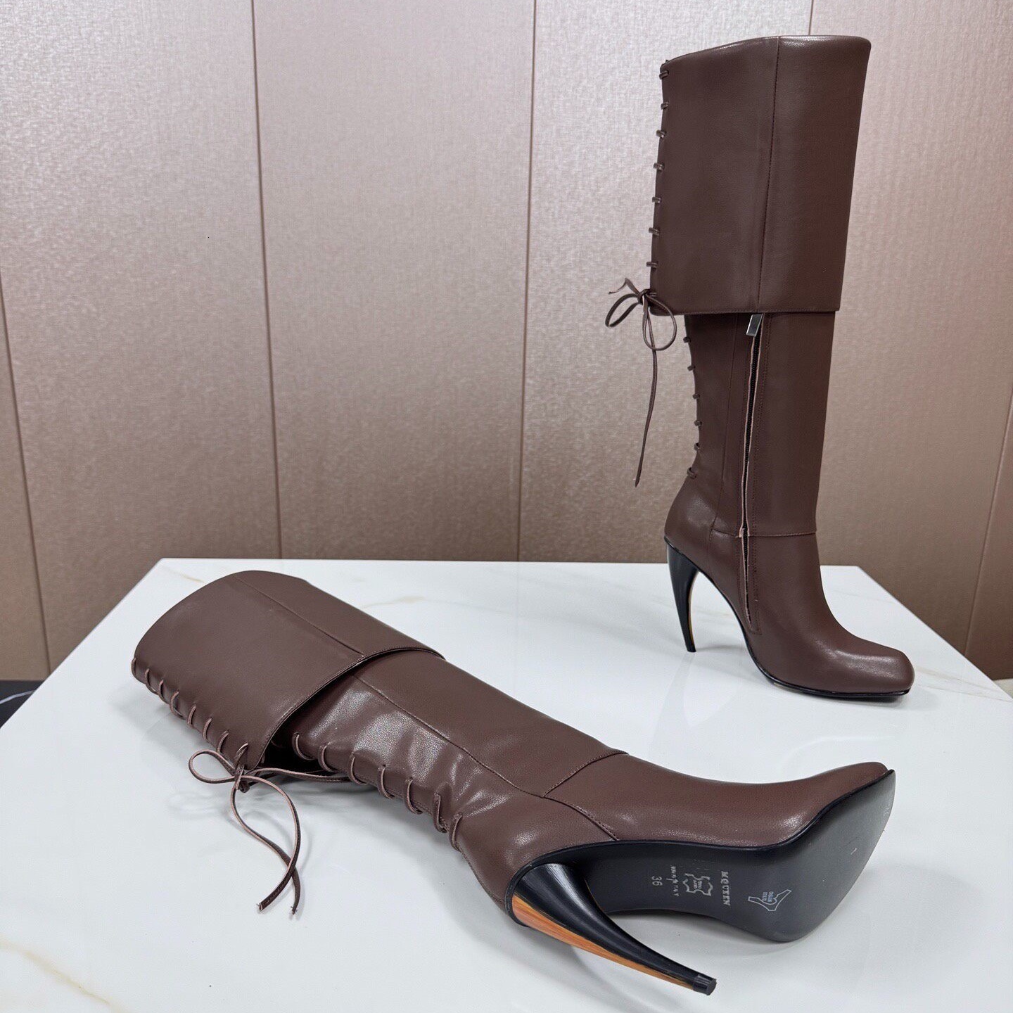 boot woman designer knee high heel point toe fabric luxury comfortable black party office street vintage retro fashion modern casual sport stylish t