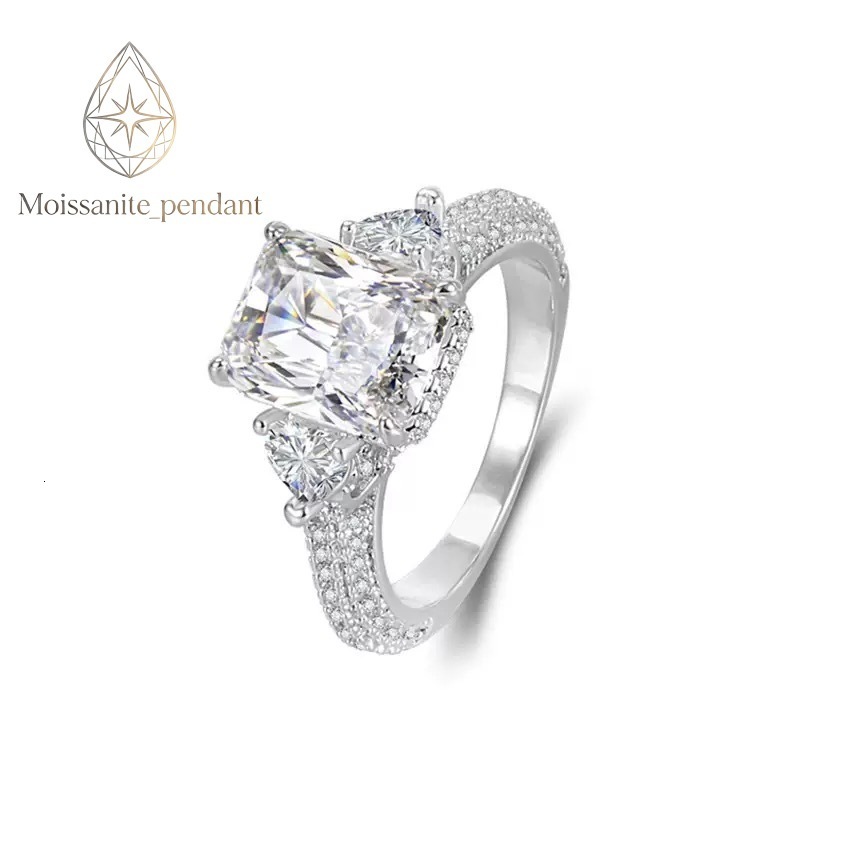 7*10MM Modern Full Circle Moissanite Eternity Ring 925 Silver 18K Gold Plated Paved Gemstone Band Daily Wear Accessory For Women