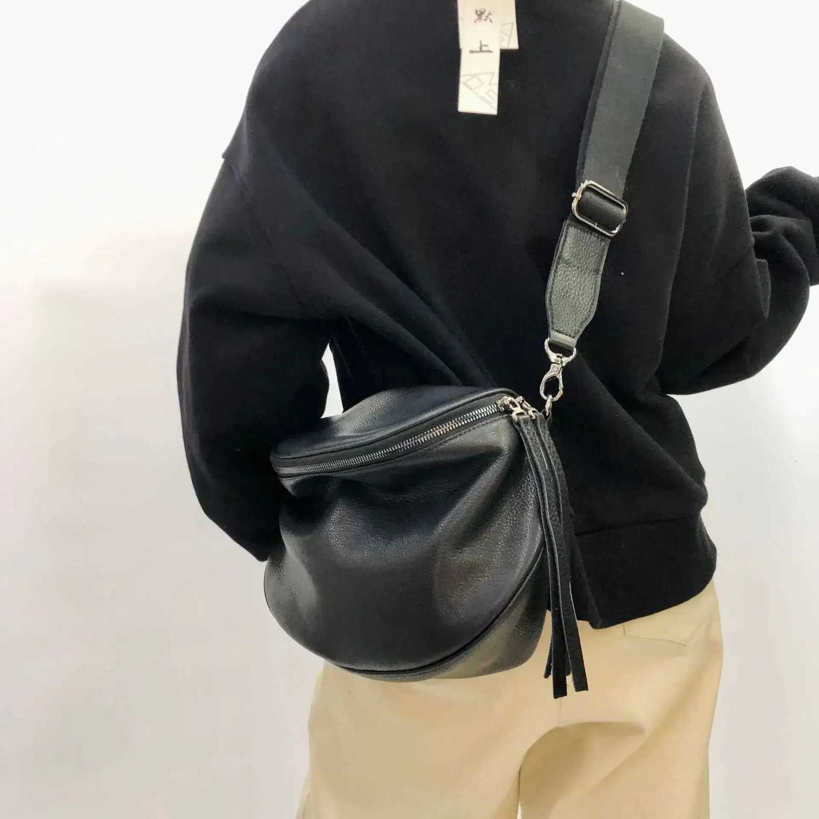 Shoulder Bags Leather Cowhide Saddle Chest Large Capacity Shoulder Crossbody Bag Canvas Purse H261016