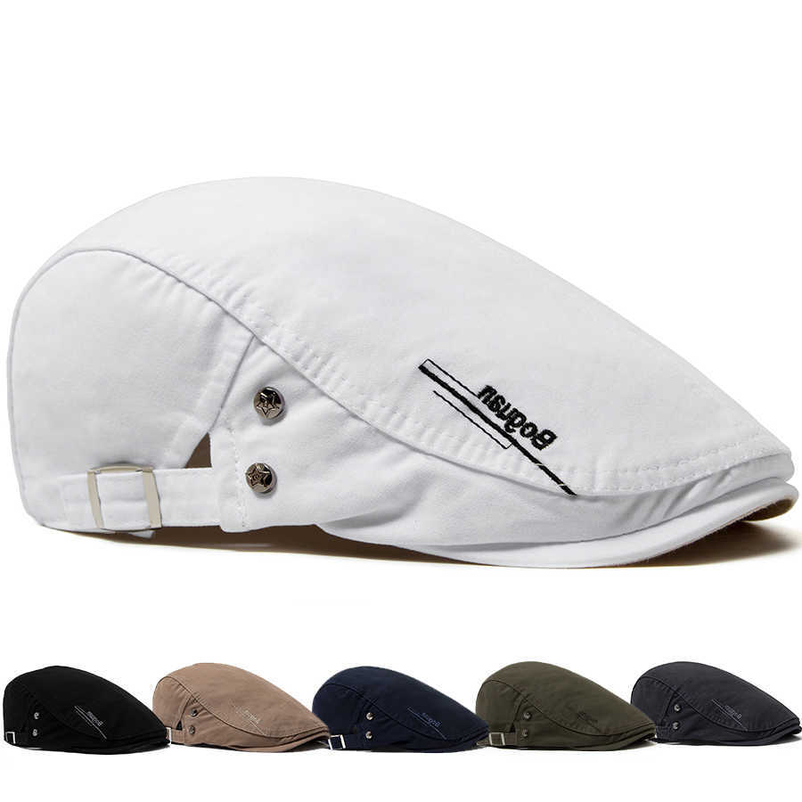Men's Fashion Beret Button Embroidery Cotton Vintage Berets Outdoor Women Flat Visor Hat Casual Retro Newsboy Cap For Men S261016K1U4