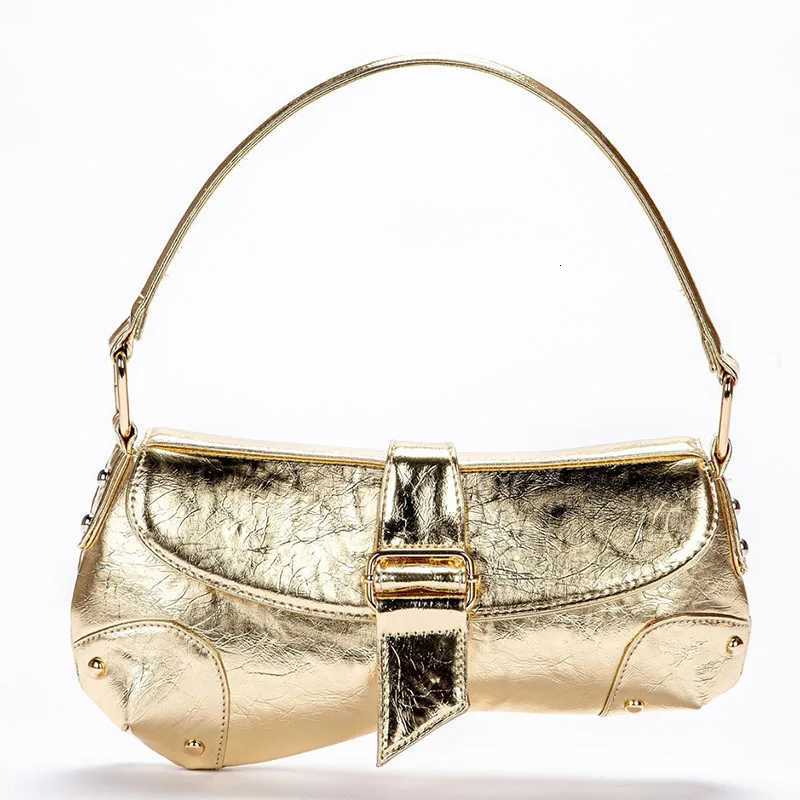 Totes Vintage Leather Spicy Girl Armpit Bag New Fashion Maillard Style Shoulder Bag Rivet Belt Trendy Saddle Bag Retro Handbag X261016