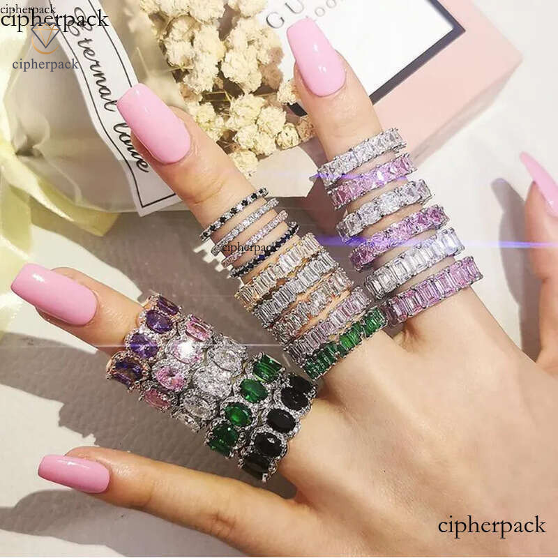 Rulalei Drop Ship Wedding Rings Ins Top Sell Simple Fashion Jewelry Sterling Sier Oval Cut 5A Cubic Zircon Eternity CZ Dia Pary Women Finger Ring Gi